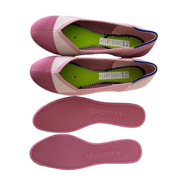ROTHY’S Limited Edition Pink Cap Toe Breast Cancer Awareness Flats Sz 8.5 - Picture 10 of 13